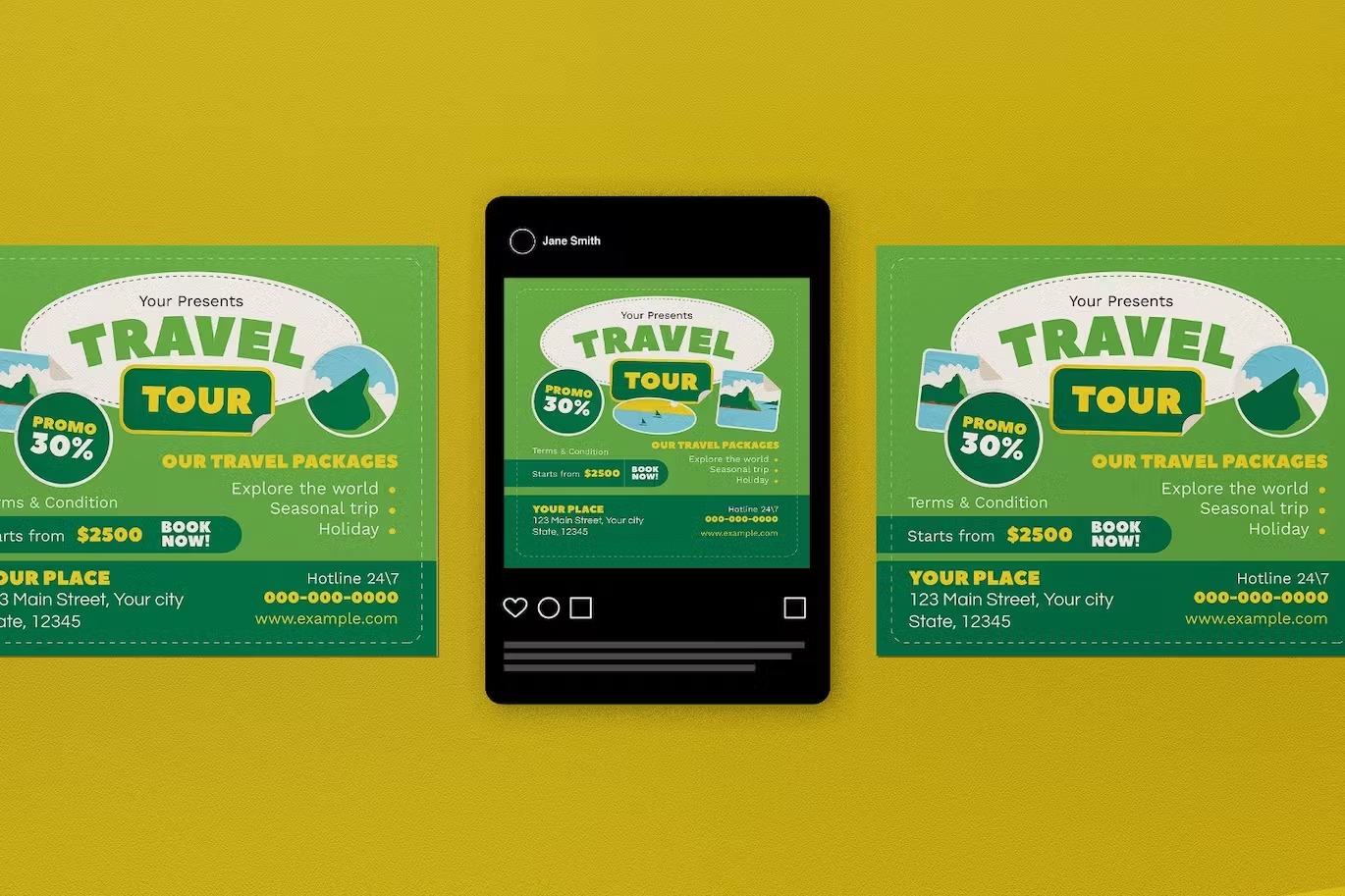 Modern and Green Travel Agency Brochure Set-flyer - Image 2