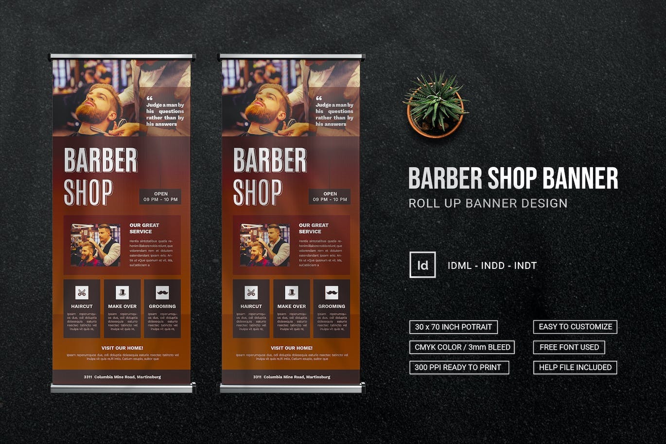 Barber Shop Roll Up Banner