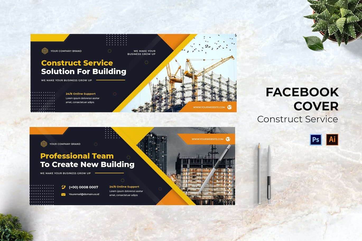 Construction Service Facebook Cover
