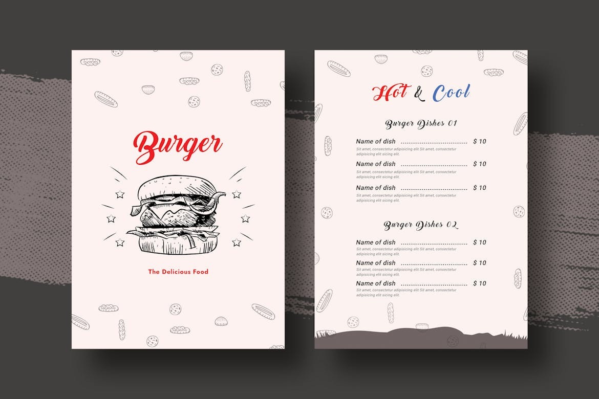 Restaurant Menu Design For Burger & Pizza