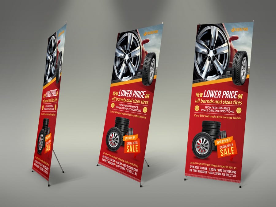 Tires Shop Signage Roll-Up Banner Template - Image 2