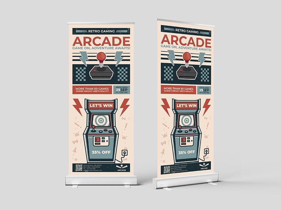 Arcade Retro Game Signage Banner Roll Up Template - Image 3