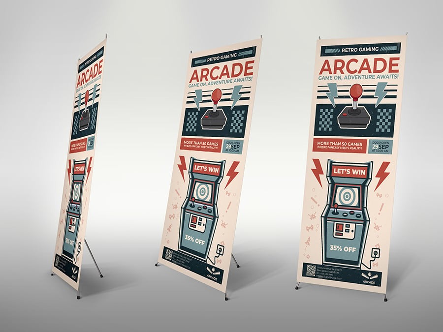 Arcade Retro Game Signage Banner Roll Up Template - Image 2