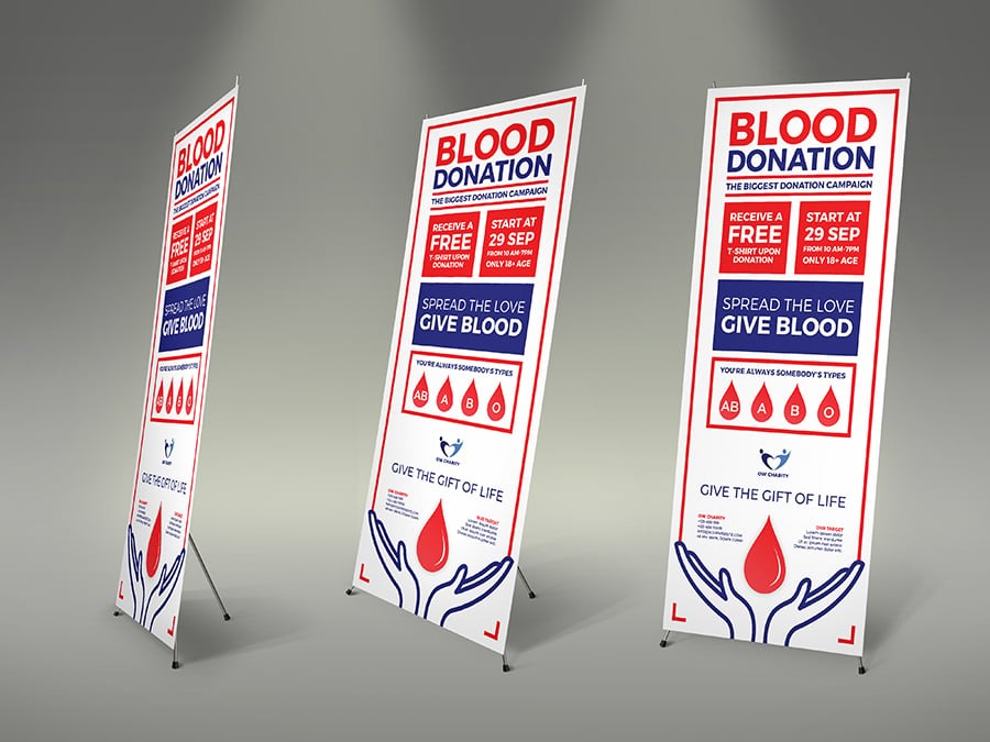 Blood Donation Signage Banner Roll Up Template - Image 3