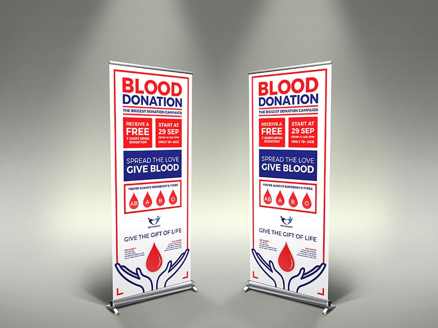 Blood Donation Signage Banner Roll Up Template - Image 2