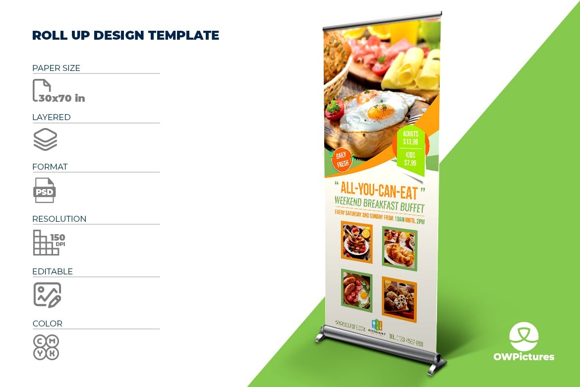 Restaurant Rollup Signage Template