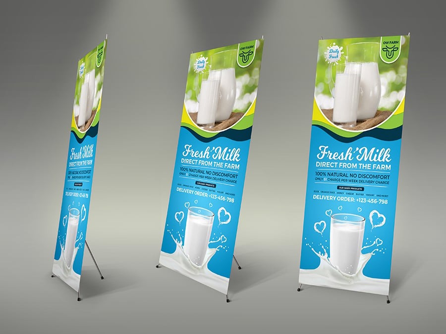 Farm Fresh Milk Signage Banner Roll Up Template - Image 3