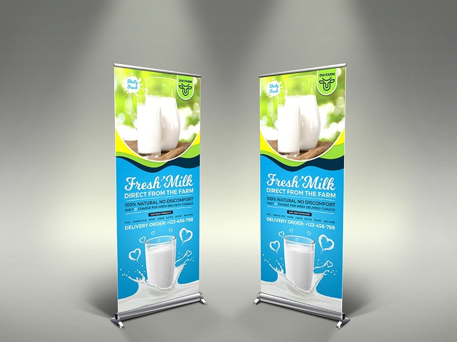 Farm Fresh Milk Signage Banner Roll Up Template - Image 2